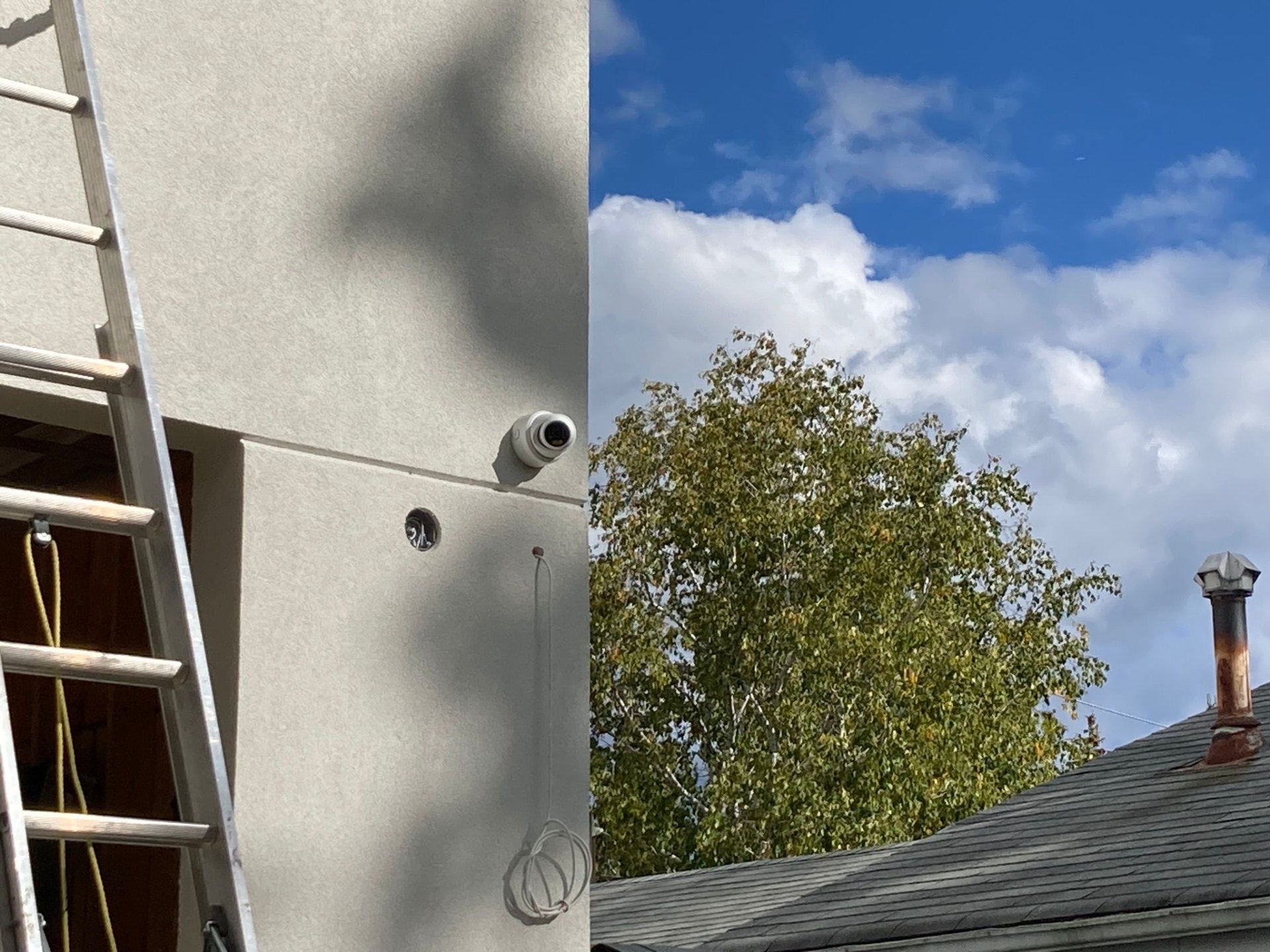 Bullet camera install — stucco exterior